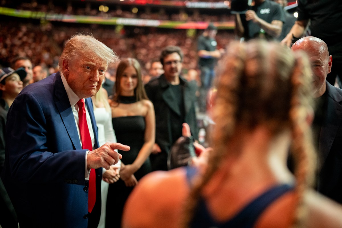 President Donald Trump congratulates Kayla Harrison after her victory during UFC 316 at the Prudential Center in Newark, NJ., June 7, 2025. (Official White House Photo by Daniel Torok)