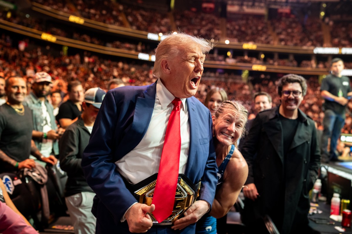 President Donald Trump congratulates Kayla Harrison after her victory during UFC 316 at the Prudential Center in Newark, NJ., June 7, 2025. (Official White House Photo by Daniel Torok)