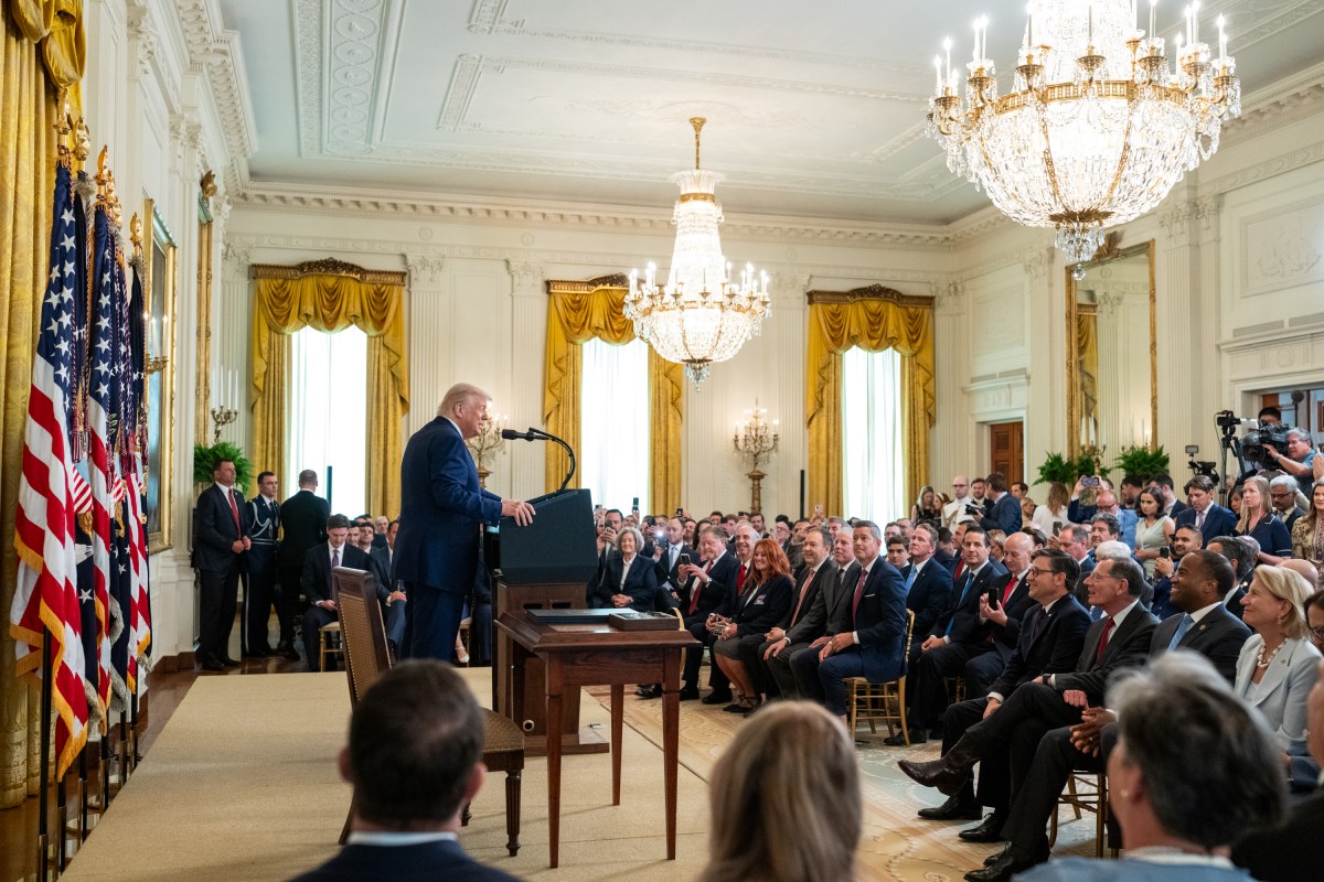 President Donald Trump delivers remarks at a bill signing ceremony supporting the auto and fuel industries, Thursday, June 11, 2025, in the East Room of the White House. (Official White House Photo by Joyce N. Boghosian)