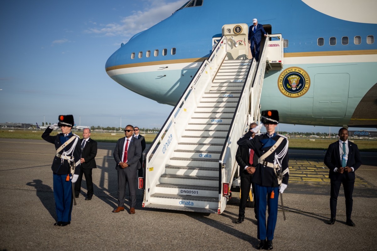 President Donald Trump disembarks Air Force One at Amsterdam’s Schiphol Airport, Tuesday, June 24, 2025, as he arrives to attend the 2025 NATO Summit in The Hague, Netherlands. (Official White House Photo by Daniel Torok)