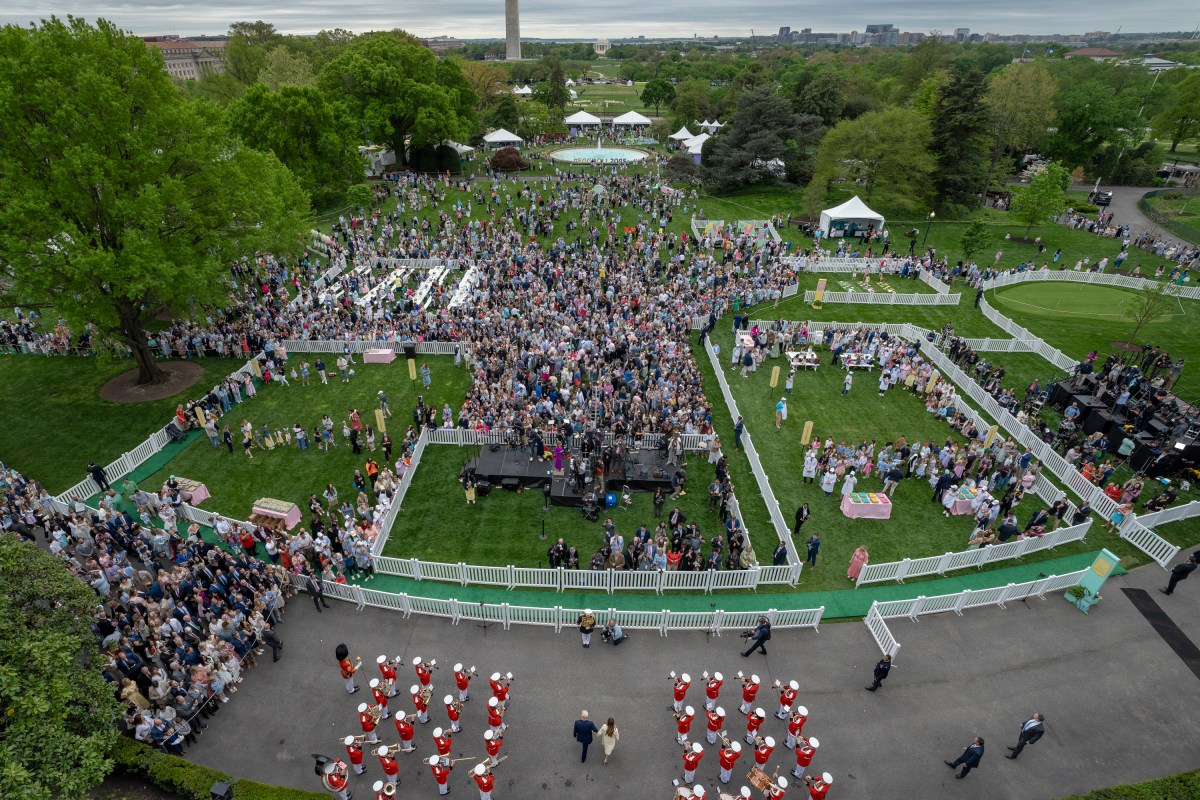 President Donald Trump and First Lady Melania Trump arrive to the South Lawn to participate in the annual White House Easter Egg Roll, Monday, April 21, 2025.(Official White House Photo by Carlos Fyfe)