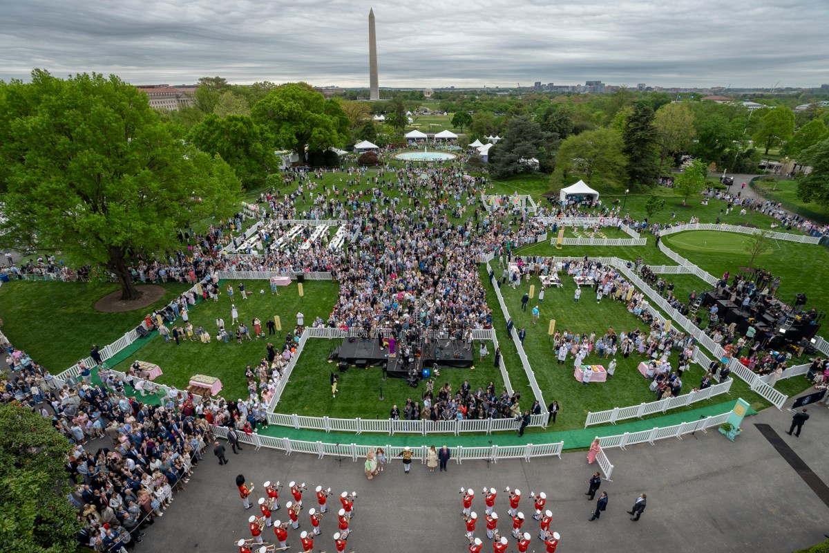 President Donald Trump and First Lady Melania Trump arrive to the South Lawn to participate in the annual White House Easter Egg Roll, Monday, April 21, 2025.(Official White House Photo by Carlos Fyfe)